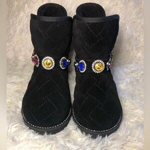 Kurt Geiger Black Kids Boots with Jewel Accents NWOT size 11